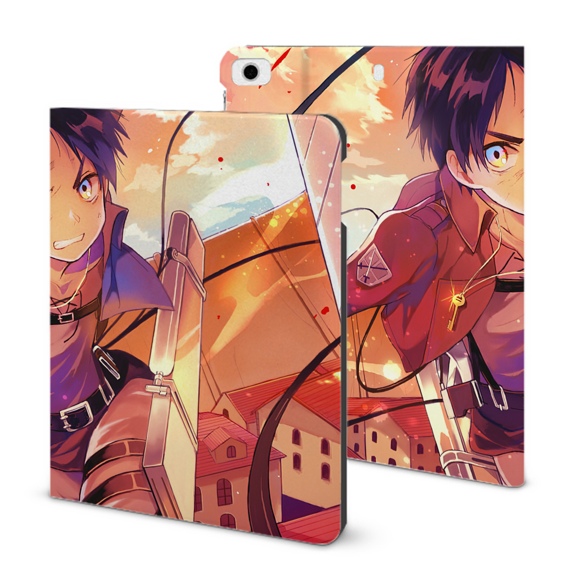 （画像用） 進撃の巨人 Attack on Titan IPad ケース ブック型 PUレザー TPU 耐衝撃 軽量 薄型 ペン収納なし 全面保護 IPad 各モデル対応